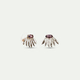 Silver Sunflower and Purple Stone Post Earrings