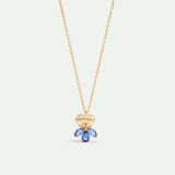 Golden Iris and Blue Stone Pendant Necklace