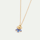 Golden Iris and Blue Stone Pendant Necklace
