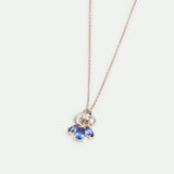 Silver Iris and Blue Stone Pendant Necklace