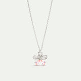 Cherry Blossom and Pink Stones Silver Pendant Necklace