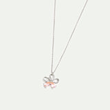 Cherry Blossom and Pink Stones Silver Pendant Necklace