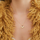 Golden Sunflower and Purple Stone Pendant Necklace