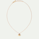 Golden Sunflower and Purple Stone Pendant Necklace