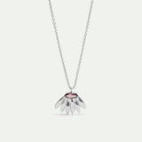 Silver Sunflower and Purple Stone Pendant Necklace