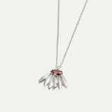 Silver Sunflower and Purple Stone Pendant Necklace