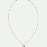 Silver Lily and Black Stone Pendant Necklace