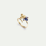 Golden Iris and Blue Stones Adjustable Ring