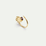 Golden Sunflower and Purple Stone Adjustable Ring