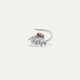 Silver Sunflower and Purple Stone Adjustable Ring