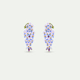 Blue Wisteria and Crystal Clip Earrings