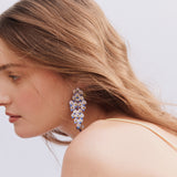 Blue Wisteria and Crystal Post Earrings