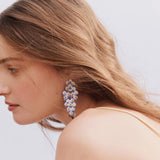 Blue Wisteria and Crystal Clip Earrings