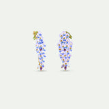 Blue Wisteria and Crystal Post Earrings