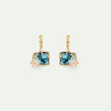 Blue and Pink Water Lily Pond Sleeper Earrings