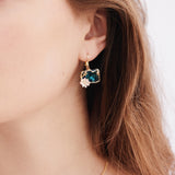 Blue and Pink Water Lily Pond Sleeper Earrings