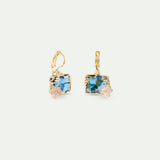 Blue and Pink Water Lily Pond Sleeper Earrings