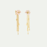 Gold-Plated Pink Water Lily Post Dangle Earrings