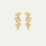 Gold Lotus and Pink Water Lily Post Dangle Earrings