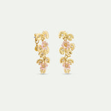 Gold Lotus and Pink Water Lily Post Dangle Earrings