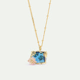 Necklace with Blue and Pink Water Lily Pendant