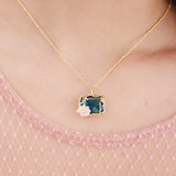 Necklace with Blue and Pink Water Lily Pendant