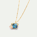 Necklace with Blue and Pink Water Lily Pendant