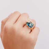 Blue and Pink Water Lily Pond Ring