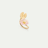 Gold Lotus and Pink Water Lily Adjustable Ring