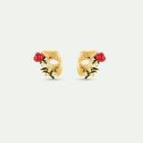 Gold Mask, Rose and Crystal Post Earrings