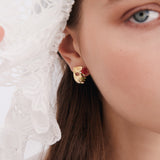 Gold Mask, Rose and Crystal Post Earrings