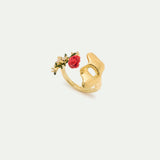 Gold Mask, Rose and Crystal Adjustable Ring