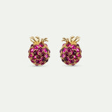 Raspberry and Golden Bead Clip On Earrings
