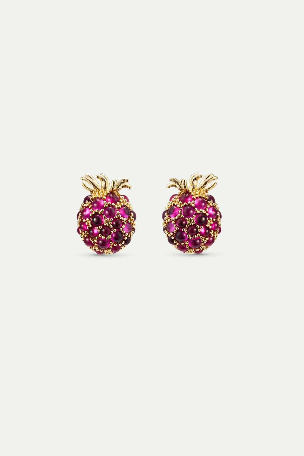Raspberry and Golden Bead Clip On Earrings – Les Néréides
