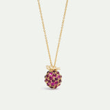 Raspberry and Golden Bead Pendant Necklace