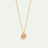 Gold Mona Lisa Rose and Pink Crystal Necklace