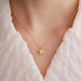 Gold Mona Lisa Rose and Pink Crystal Necklace