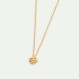 Gold Mona Lisa Rose and Pink Crystal Necklace