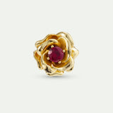Gold Mona Lisa Rose and Pink Stone Brooch