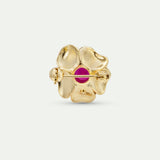 Gold Mona Lisa Rose and Pink Stone Brooch