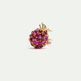 Adjustable Ring with Raspberry and Golden Beads