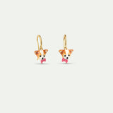 Dog and Pink Bow Hoop Earrings