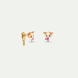Dog and Pink Bow Stud Earrings