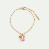 Dog and Pink Bow Charm Bracelet