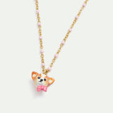 Dog and Pink Bow Charm Necklace