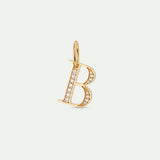 Gold Letter B Pendant with Crystals