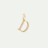 Gold Letter D Pendant with Crystals