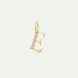 Gold Letter E Pendant with Crystals