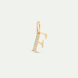 Gold Letter F Pendant with Crystals