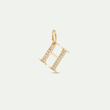 Gold Letter H Pendant with Crystals